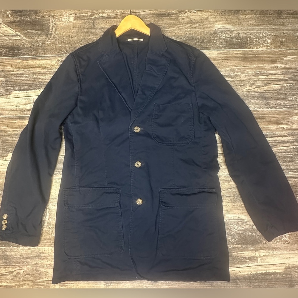 Y2K Bass Chore Jacket - Casual Blazer Men’s Medium - Navy - 100% Cotton - GUC